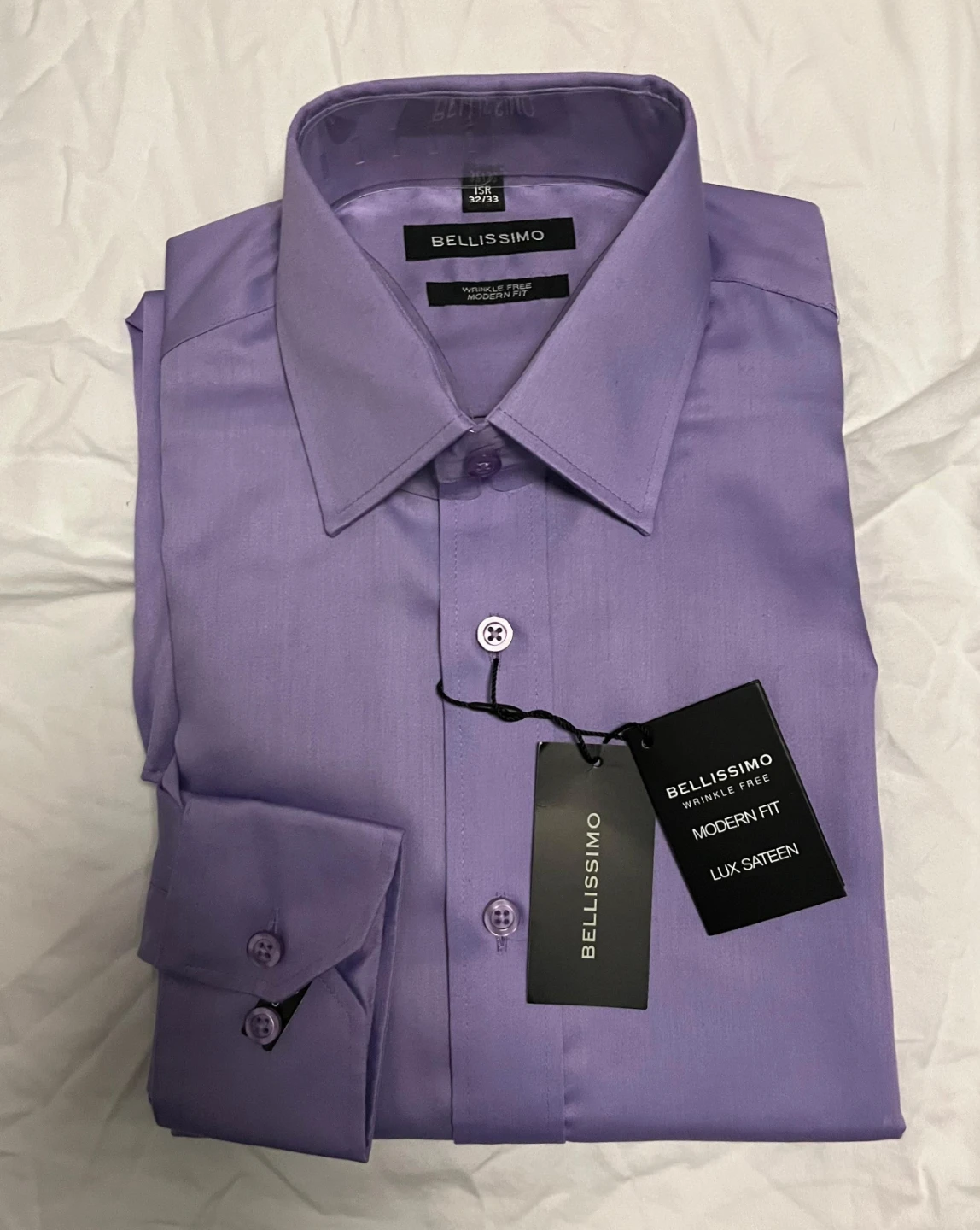 Brand New Bellissimo Men's Dress Shirt - Lavender Size 15.0