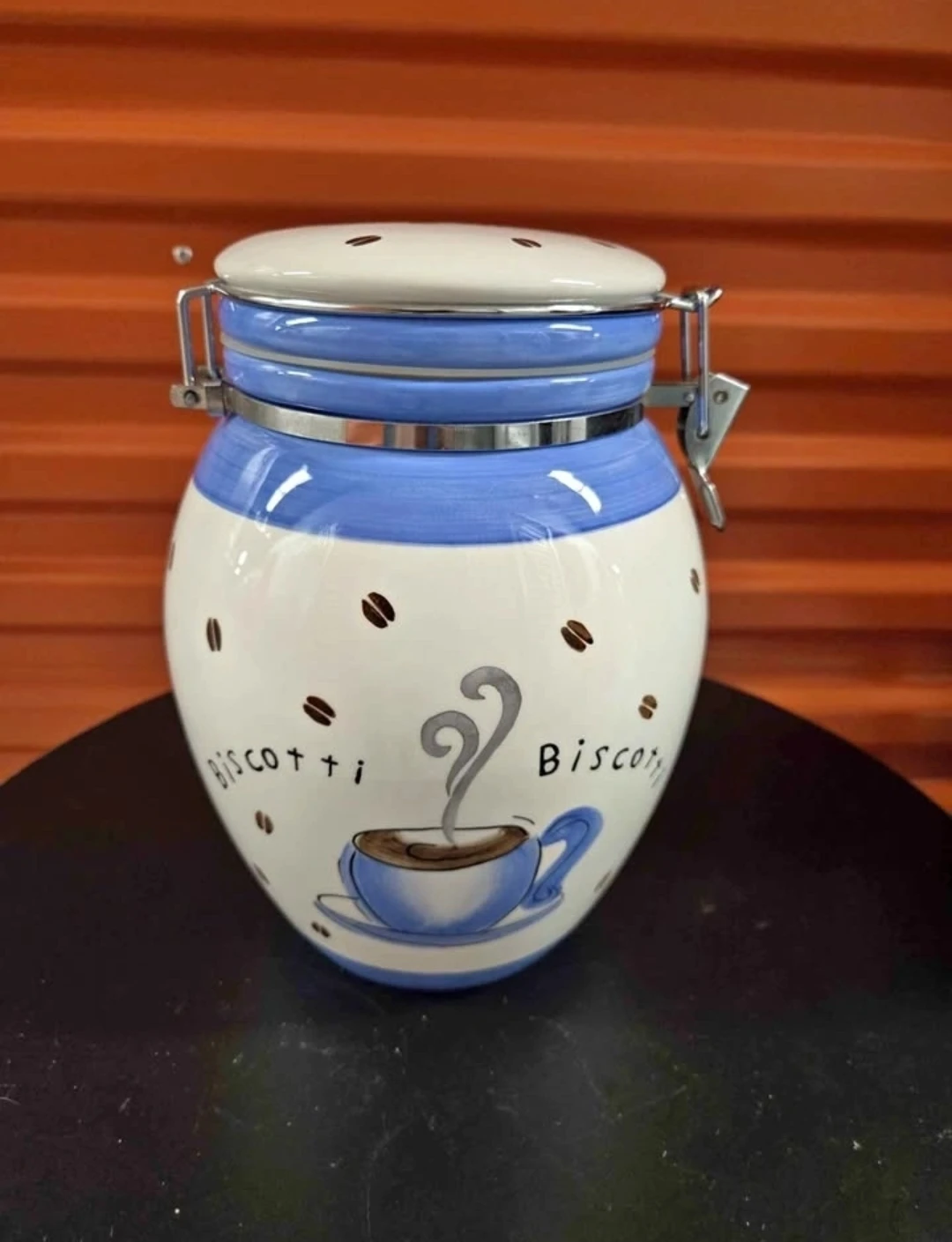 Vintage Inspirado Hand-Painted Ceramic Biscotti Cookie Jar - photo 3