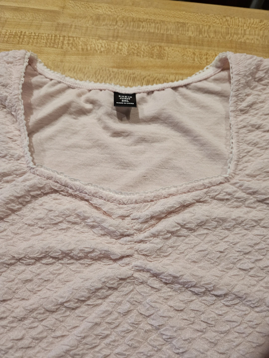 SHEIN Curve Pink Textured Square Neck Top - photo 3