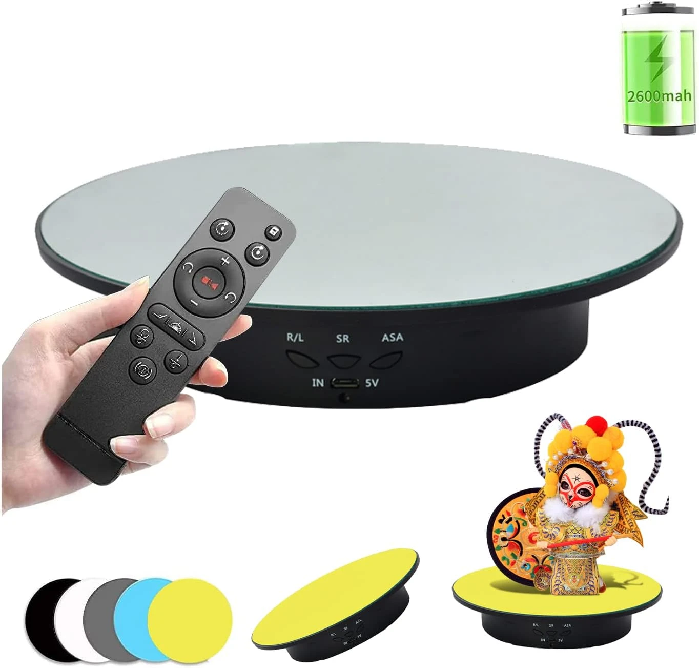 Remote Control 360° Rotating Display Stand with Mirror Top - photo 2