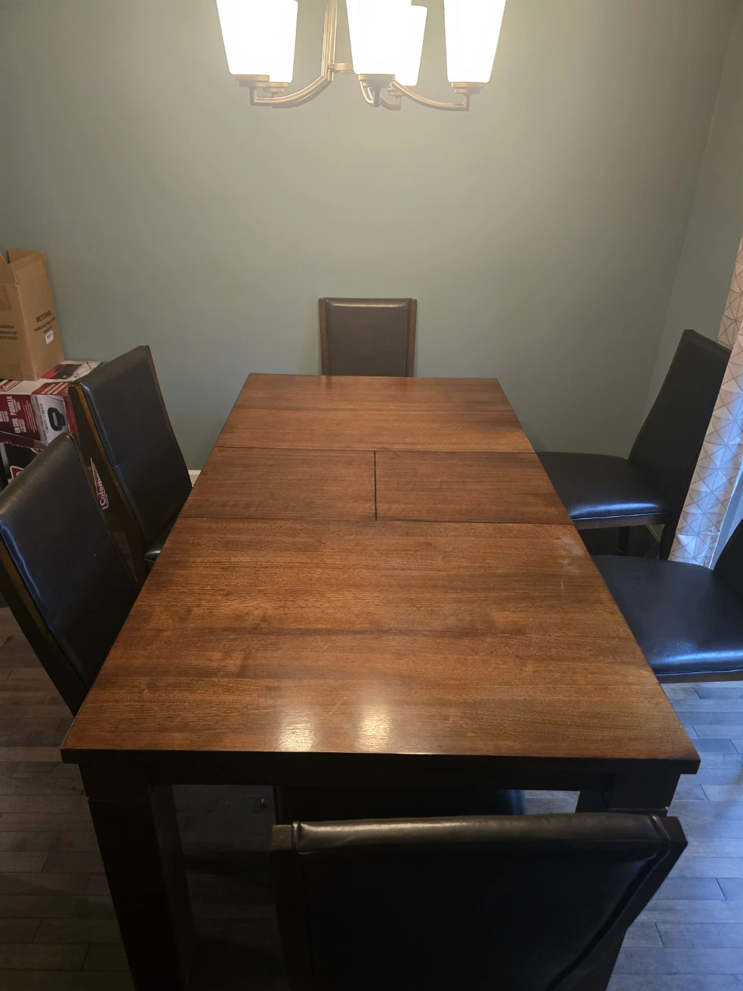 Wooden Dining Table with Leaf Extension and 6 chairs - photo 3