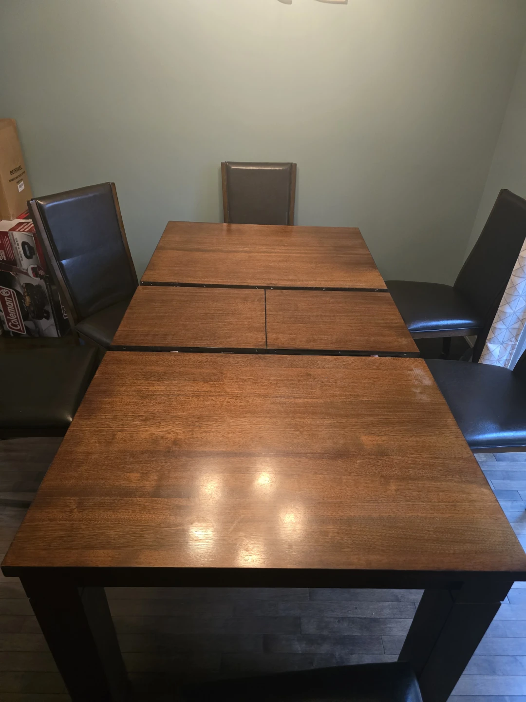 Wooden Dining Table with Leaf Extension and 6 chairs - photo 4
