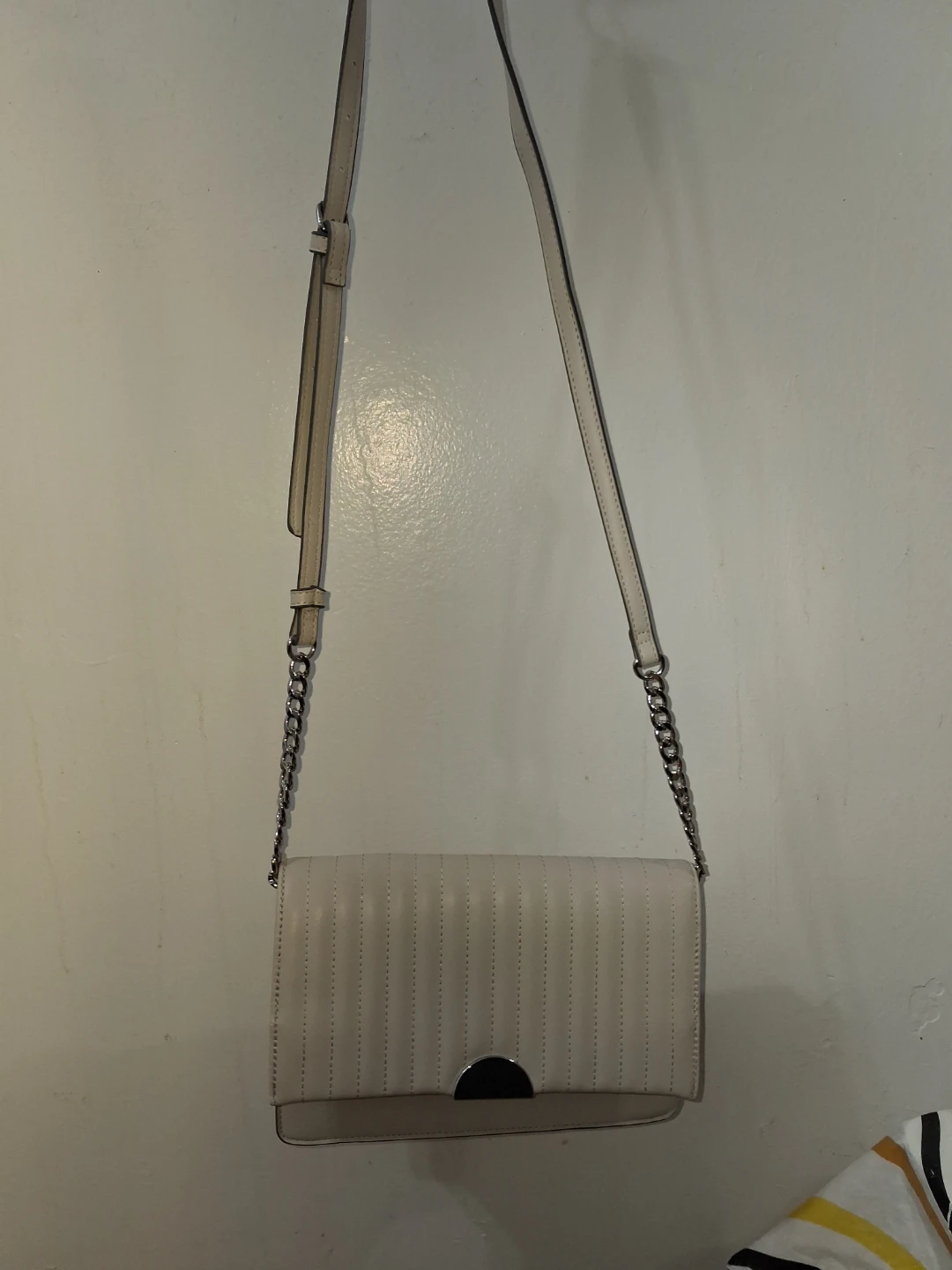 Cream Quilted Flap Crossbody Bag
