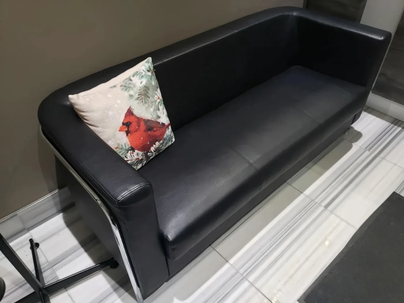 Black Faux Leather Sofa and chair
