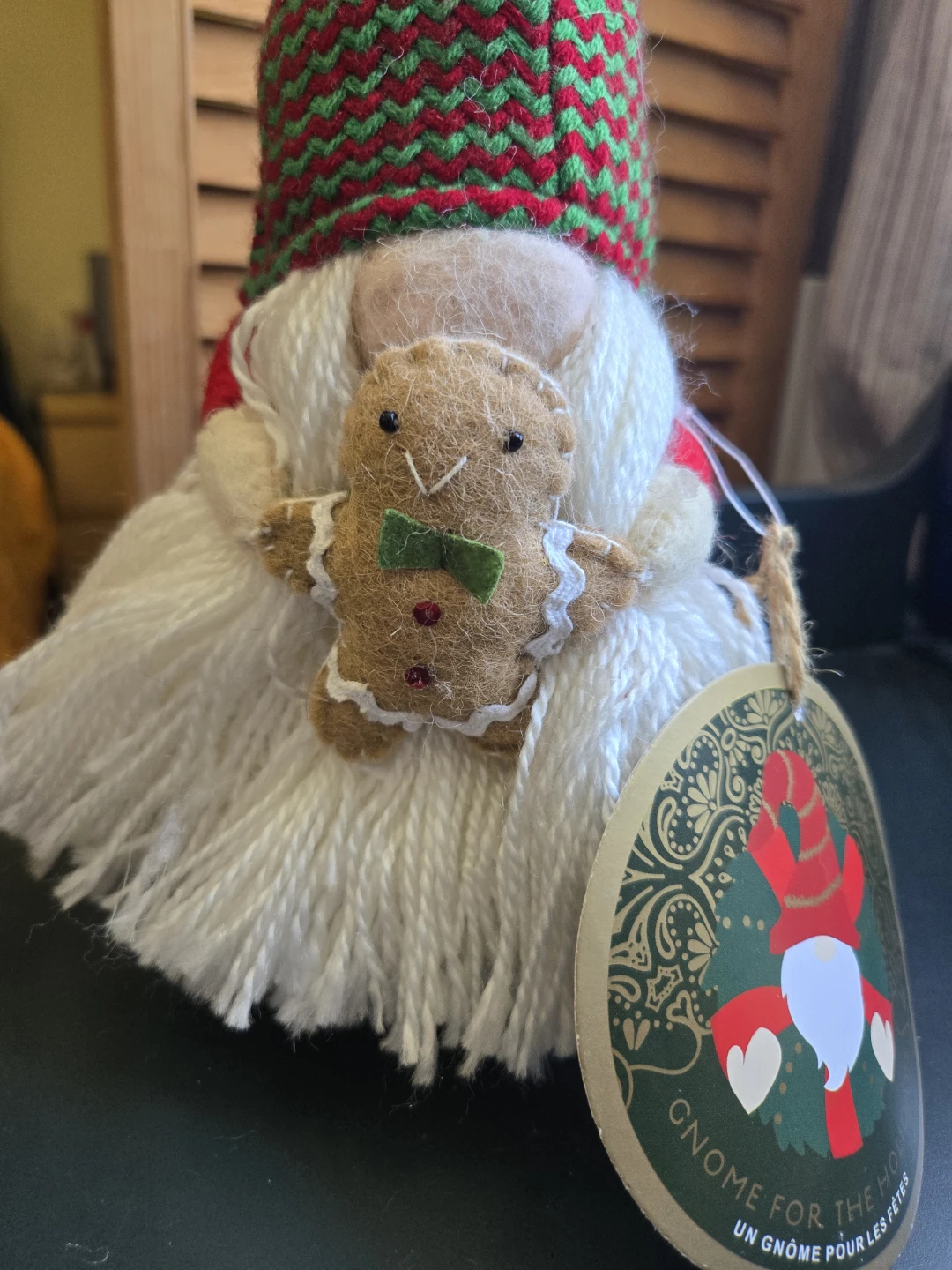Christmas Gnome Holding Gingerbread Man