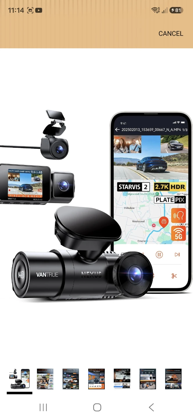 New Vantrue N4S 3 Channel Front Inside Rear Dash Cam