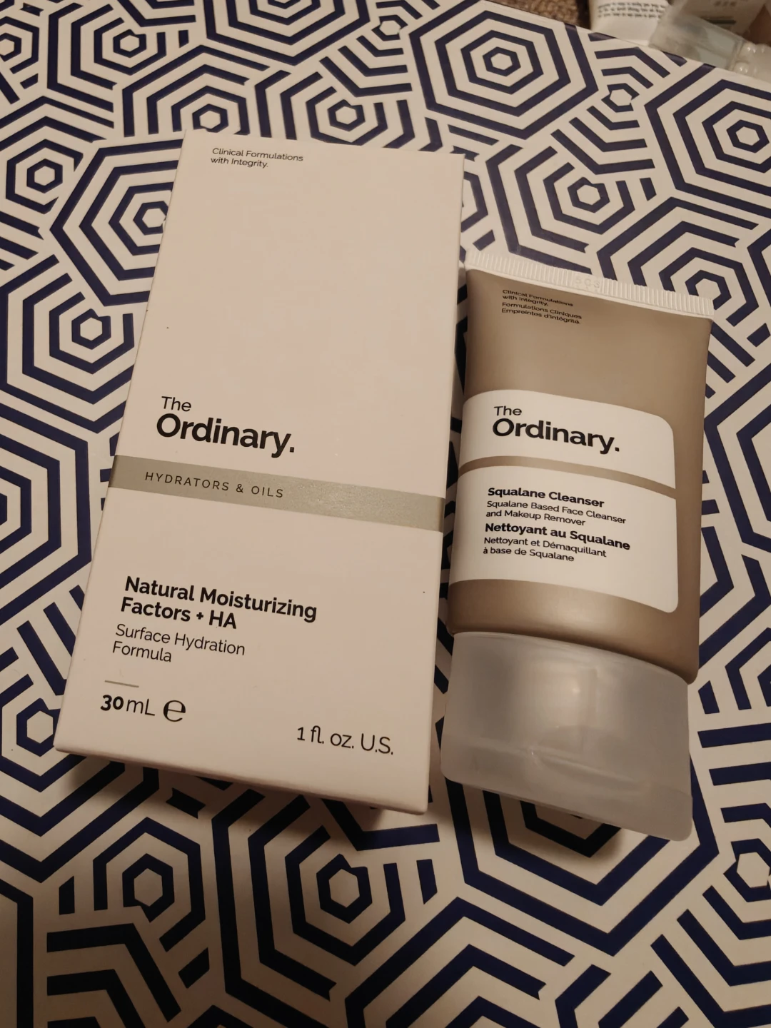 The Ordinary cleanser and moisturizer