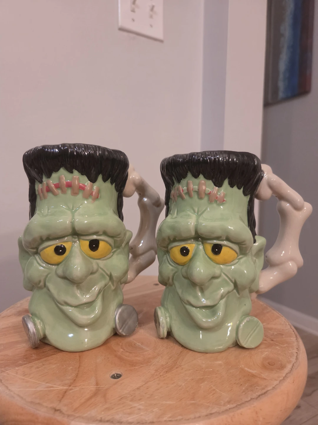 Pair of Frankenstein Mugs Halloween 1989