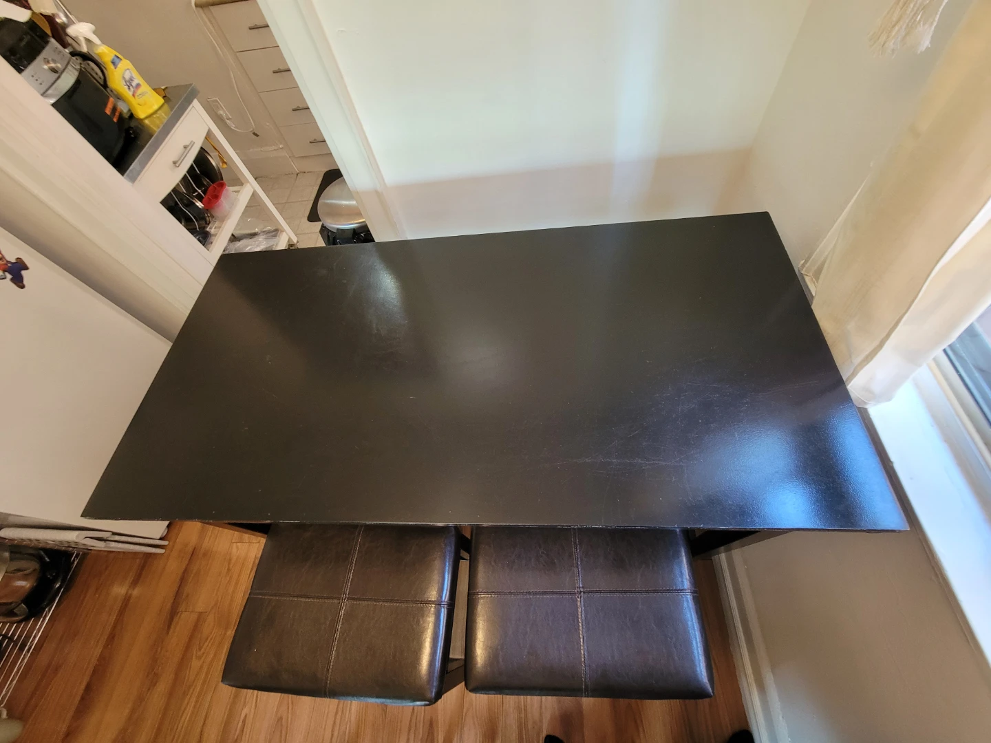Dark Wood Counter Height Table with Stools - photo 2