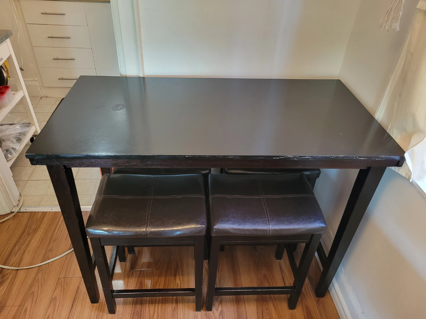Dark Wood Counter Height Table with Stools - photo 4