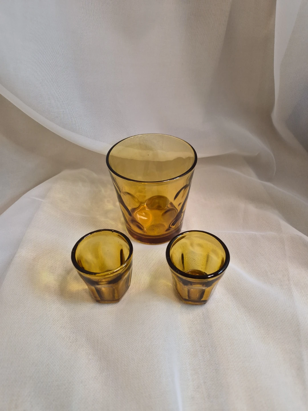 Lot of 3 Vintage Amber Glasses - photo 2