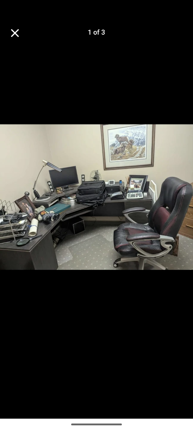 Large black corner desk great for gaming and office