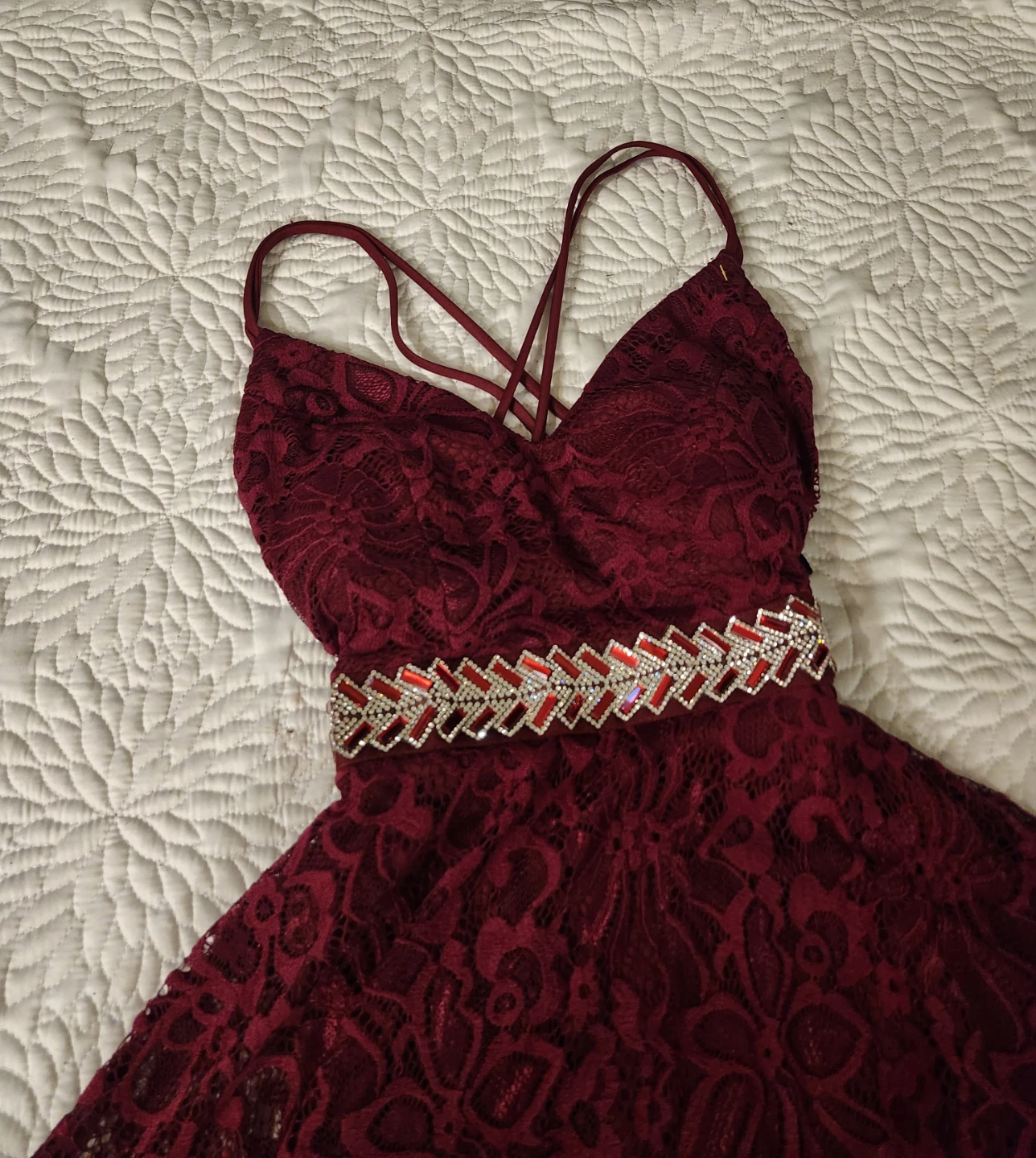 FE Forever Burgundy Lace High-Low Dress - photo 5