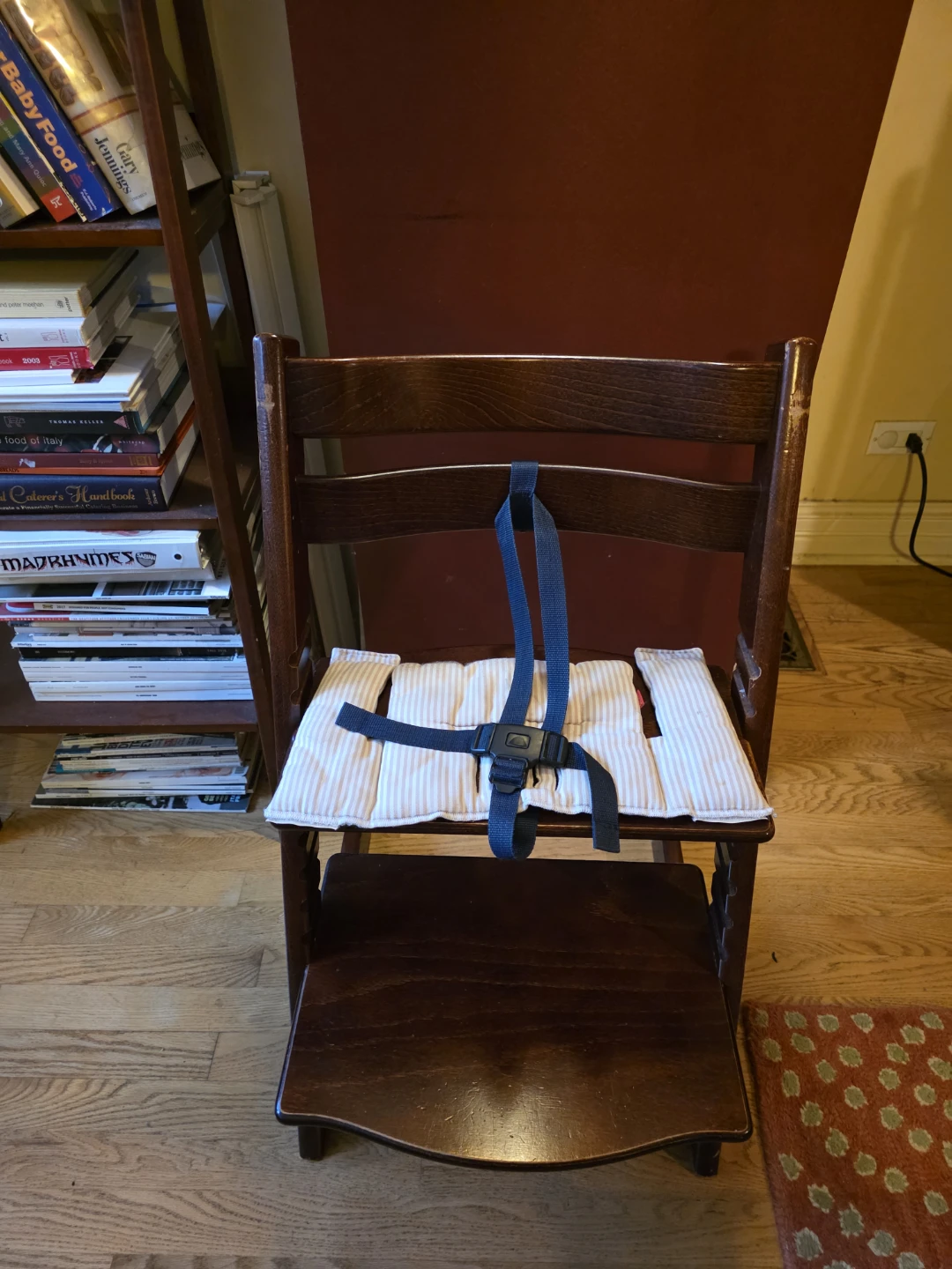 Stokke Wooden High Chair with Harness and Cushion