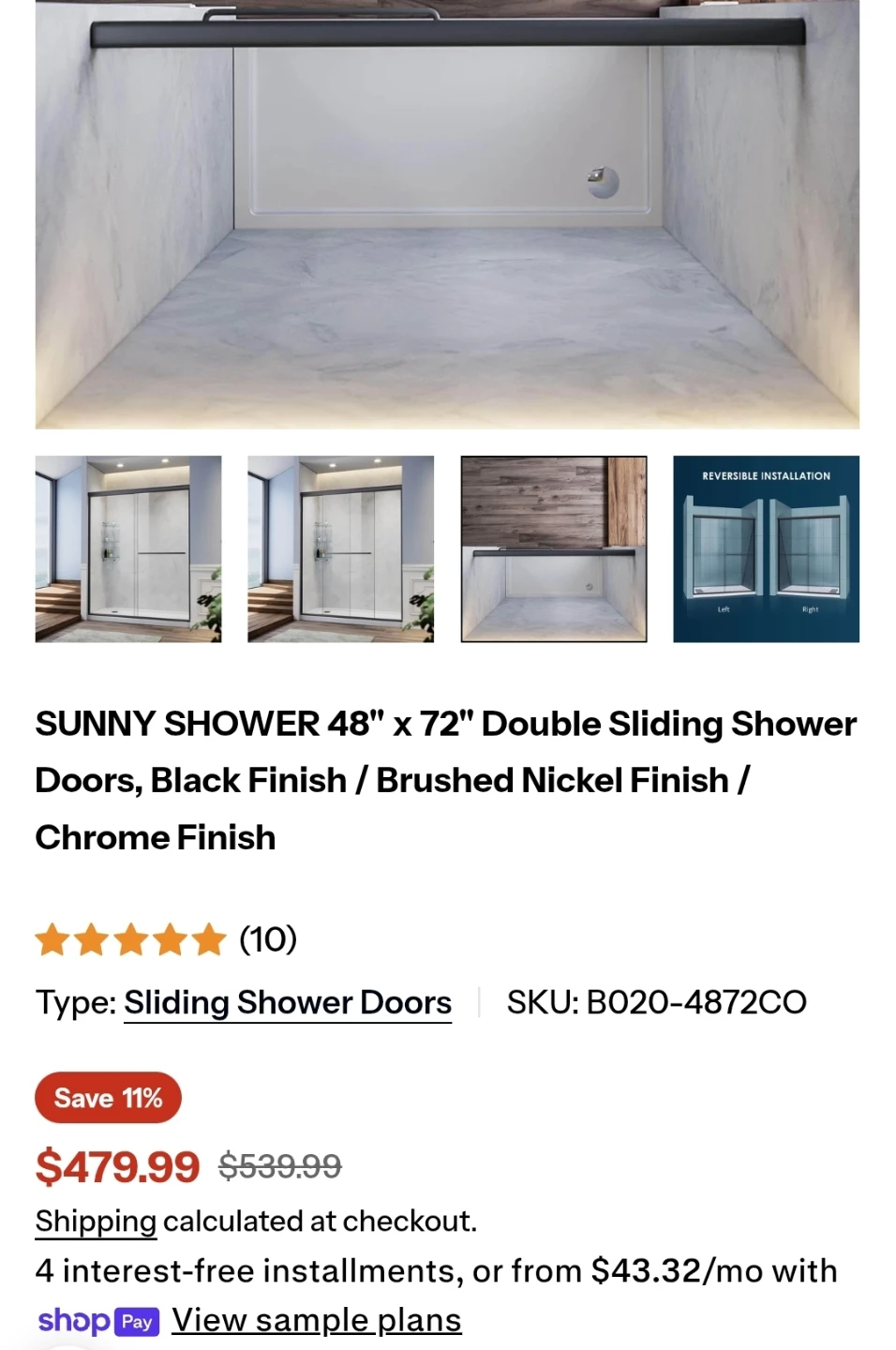 Sunny Shower 48" x 72" Sliding Shower Door - photo 2