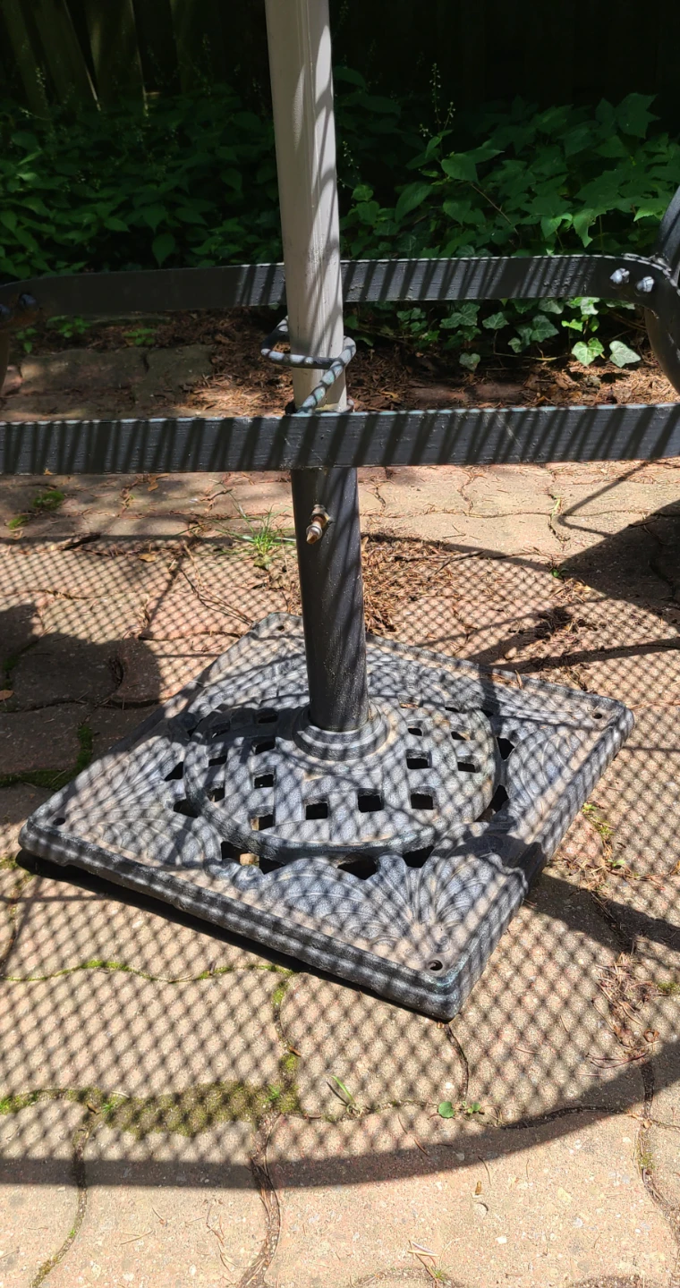 Vintage Wrought Iron Patio Table, 4 Chairs, Pads Umbrella, Base - photo 4