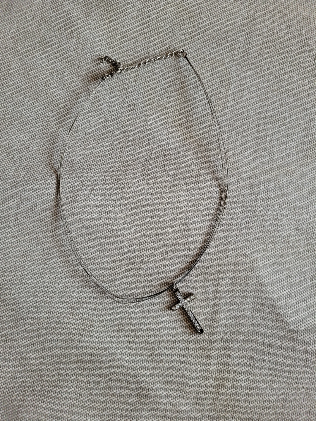 Silver-tone necklace with cross pendant