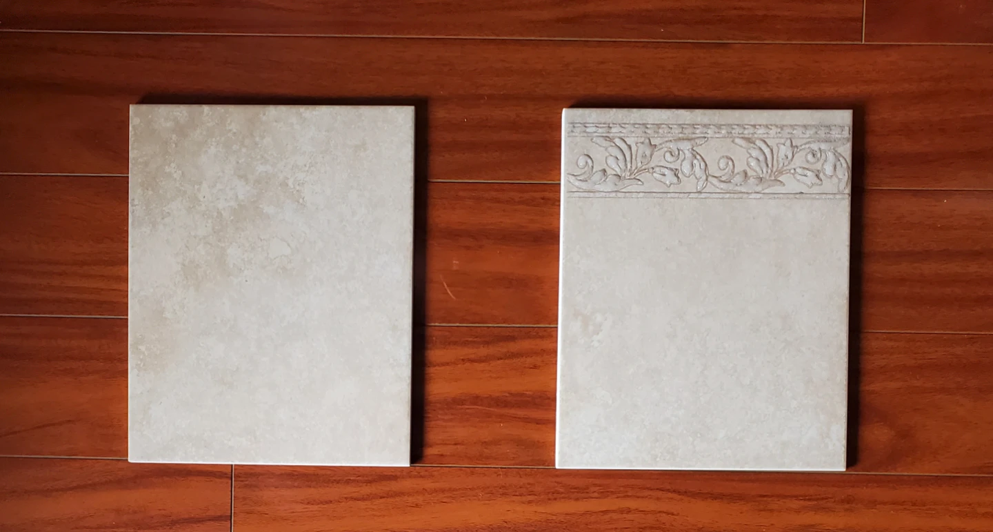Decorative and plain ceramic tiles