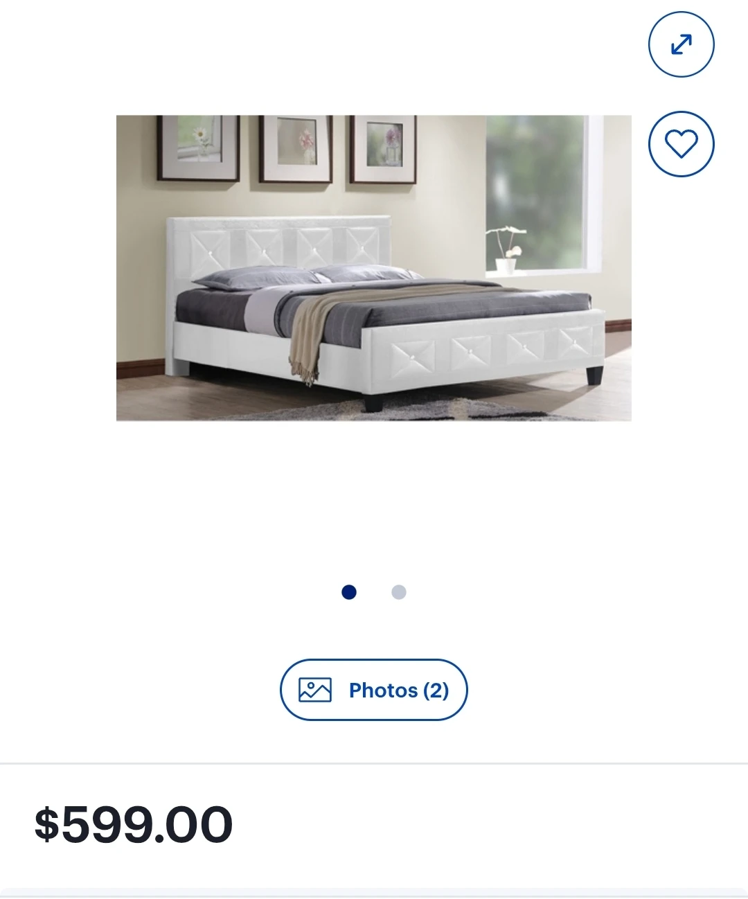 Aerys Crystal Tufted Upholstered Platform Queen Bed - photo 3