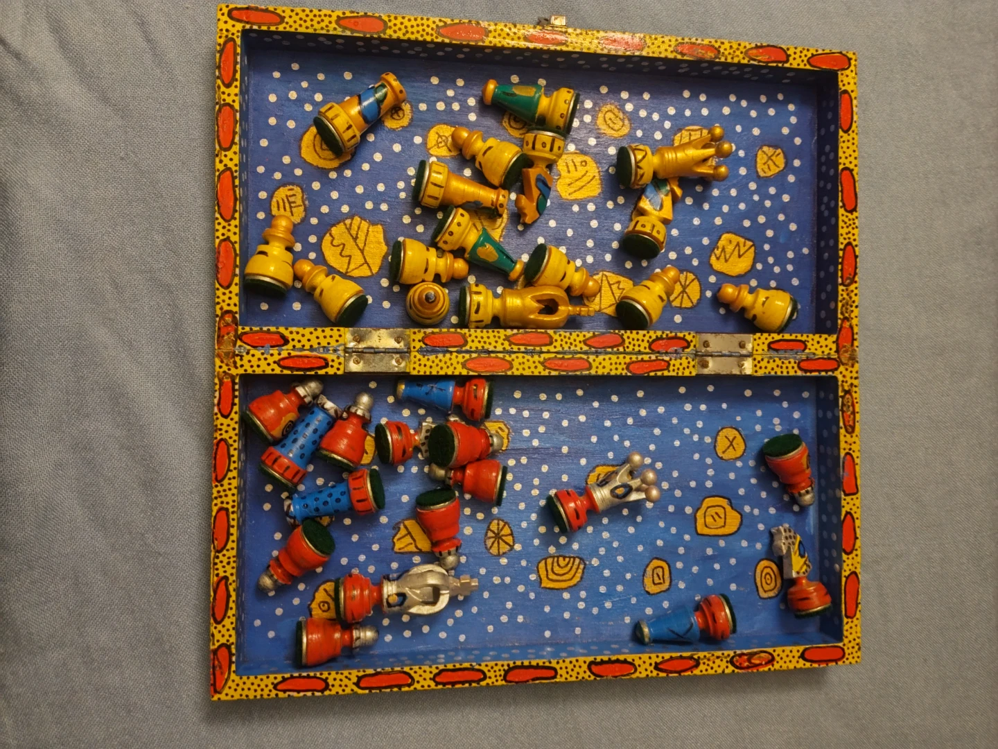 Hand-Painted Wooden Chess Set with Storage Box - photo 5