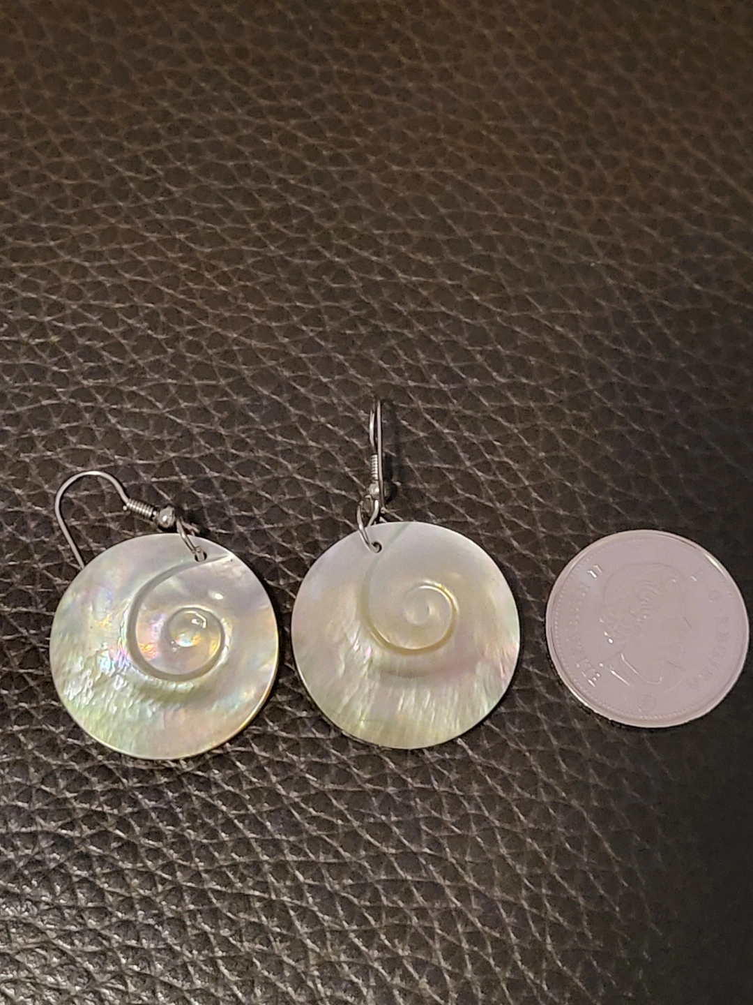 Mother of Pearl Swirl Round Earrings
