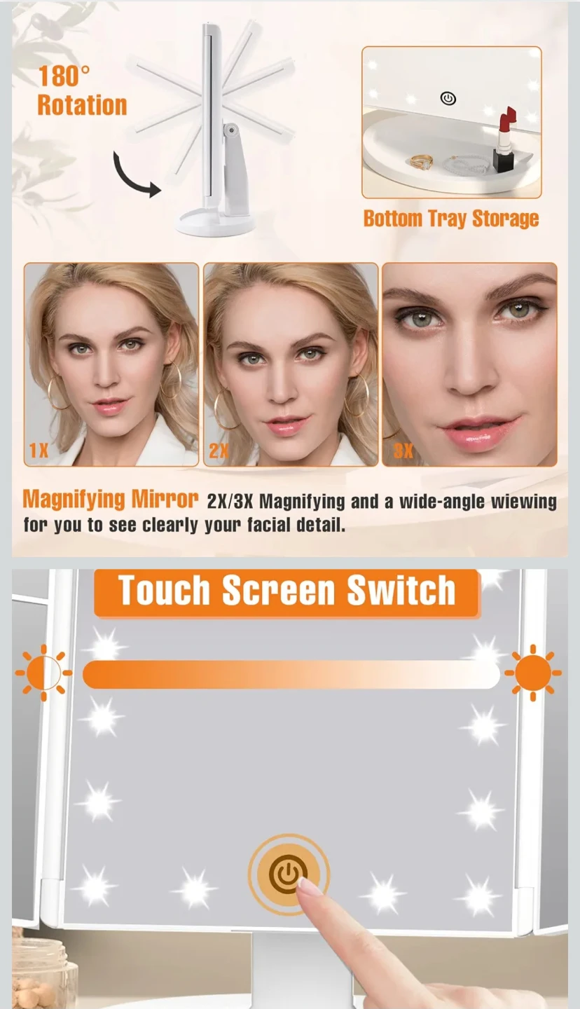 21 LED Lights Makeup Mirror with Magnification - photo 3