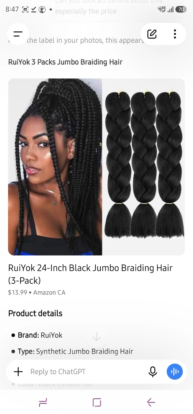 RuiYok 24-Inch Black Jumbo Braiding Hair (2-Pack)