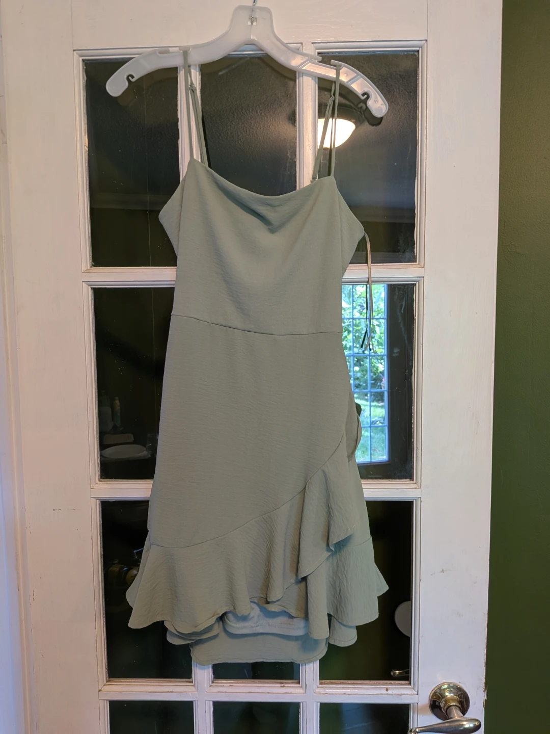 Lovely Day Sage Green Ruffle Mini Dress - Size L