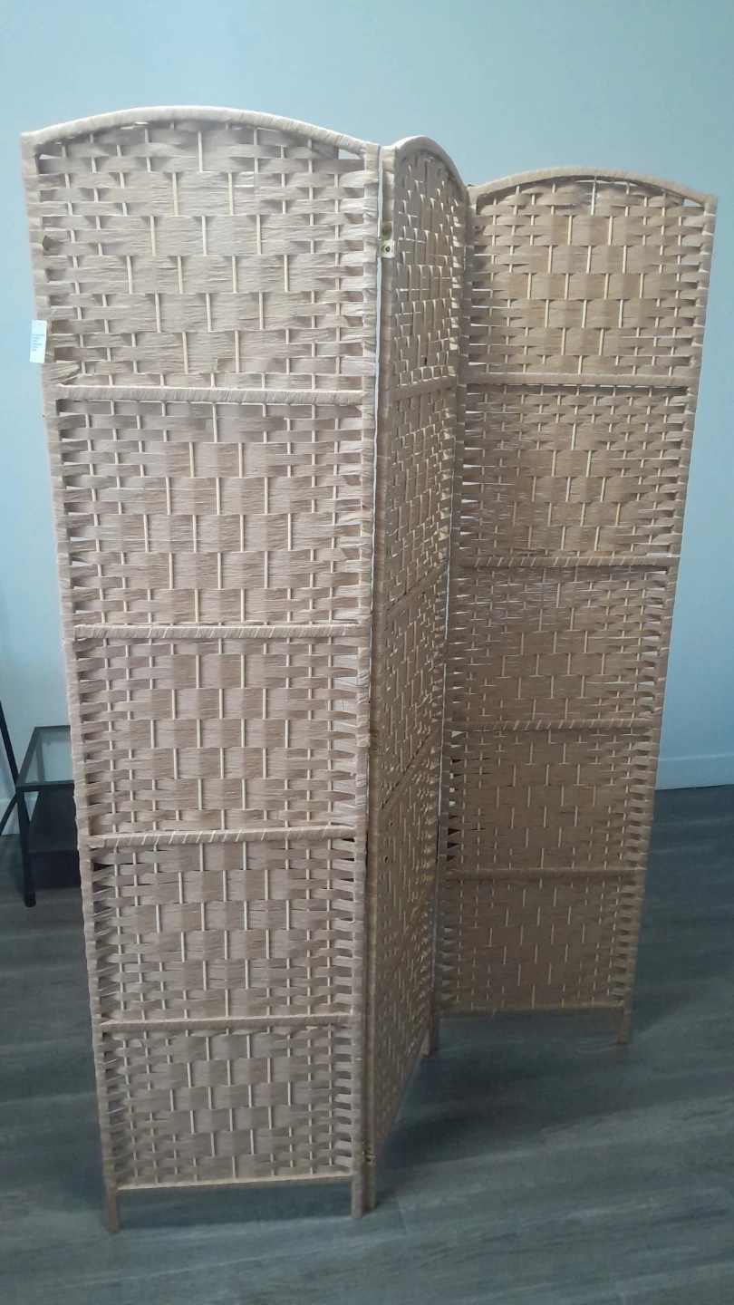 3-Panel Woven Room Divider Screen - photo 3