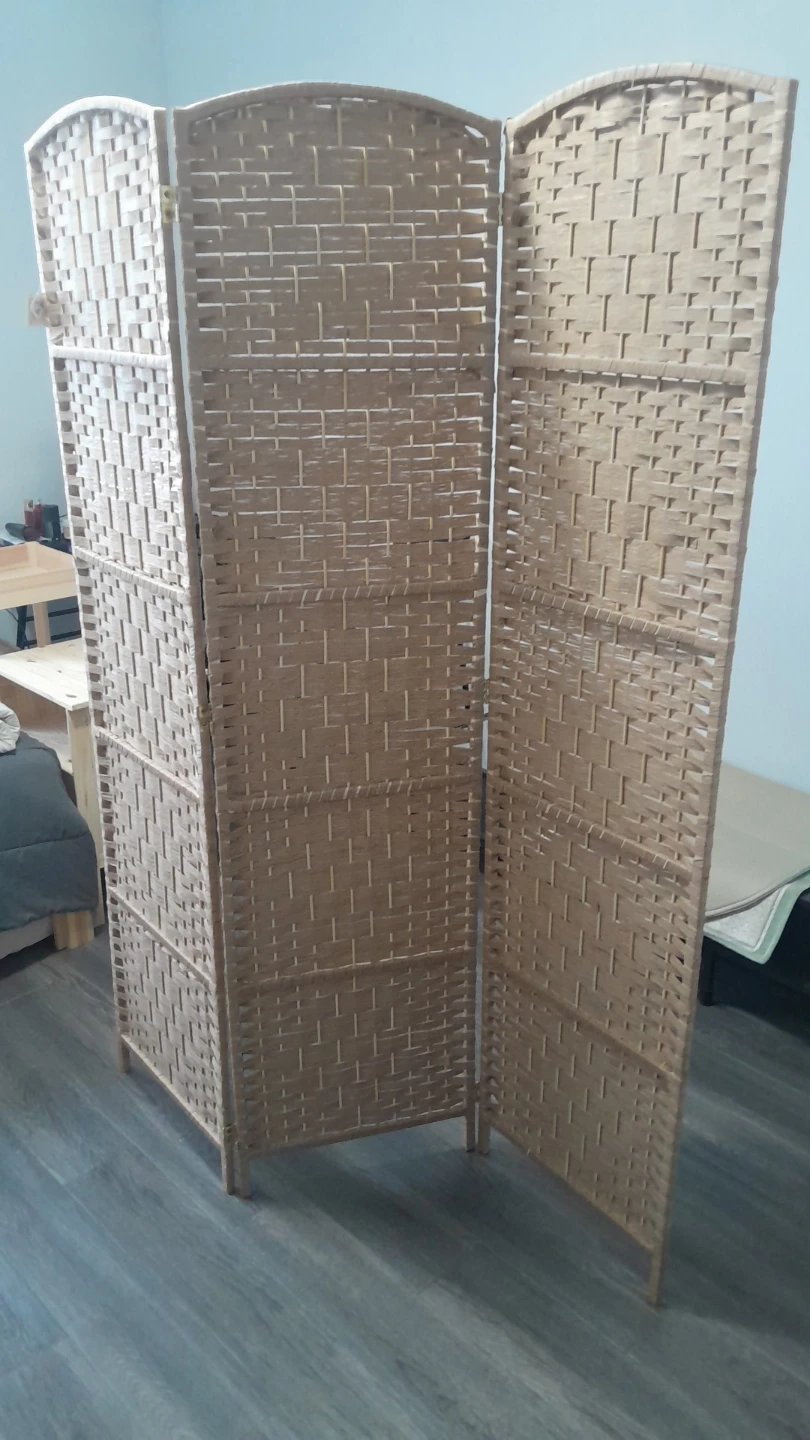 3-Panel Woven Room Divider Screen - photo 4