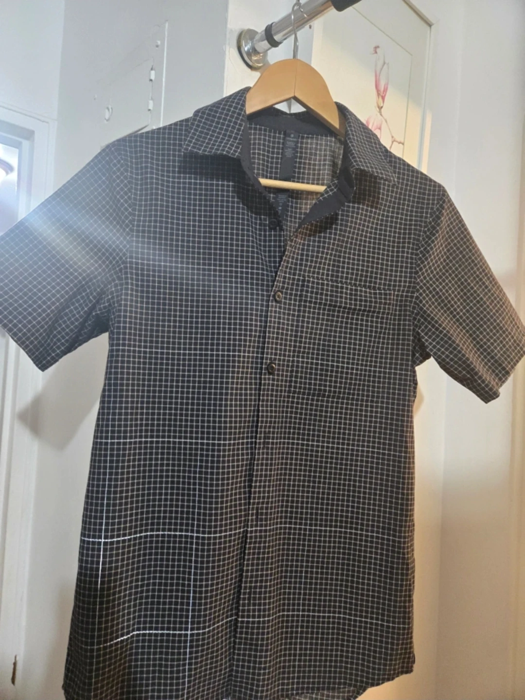Lululemon Checked Woven Short Sleeve Shirt - Black - photo 2