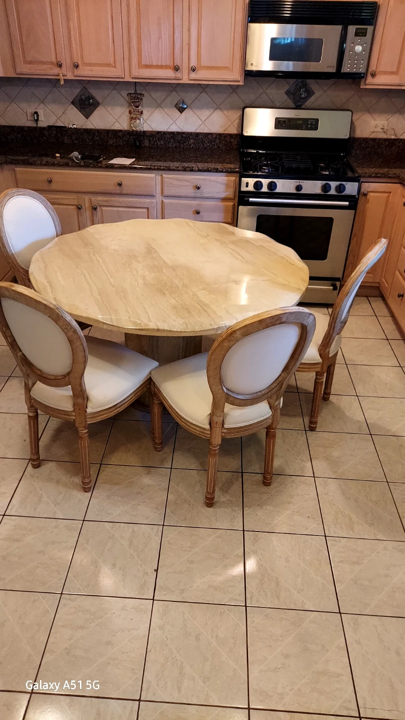 Solid marble dining table with beveled edges. - photo 4