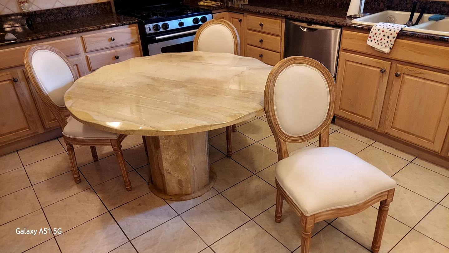 Solid marble dining table with beveled edges. - photo 5