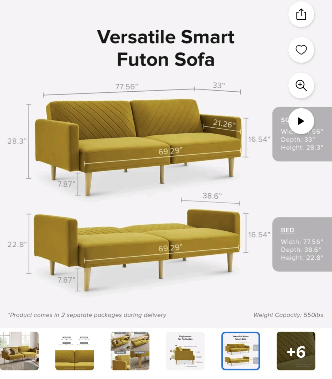 MOVING SALE: Velvet Convertible Futon Sofa - photo 4