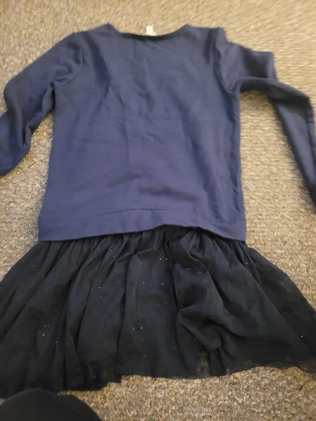 Girls navy blue dress with sequin "SHINE" text - photo 5
