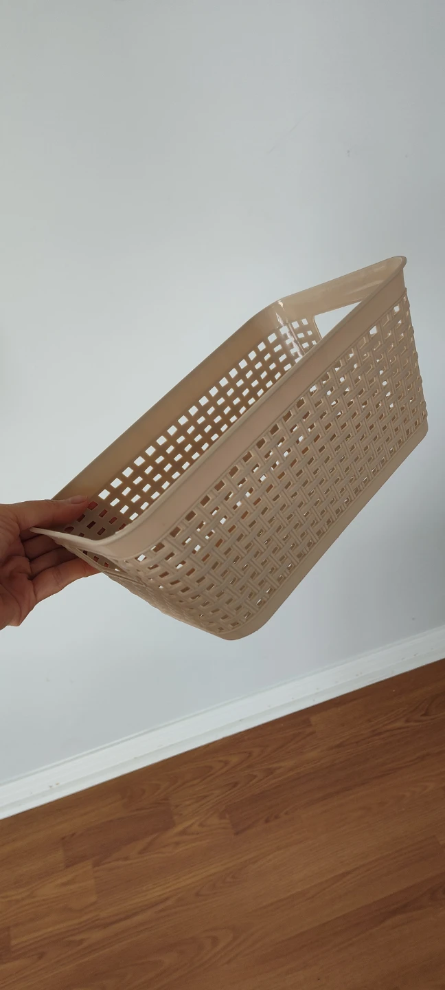 Beige Plastic Storage Basket - photo 2