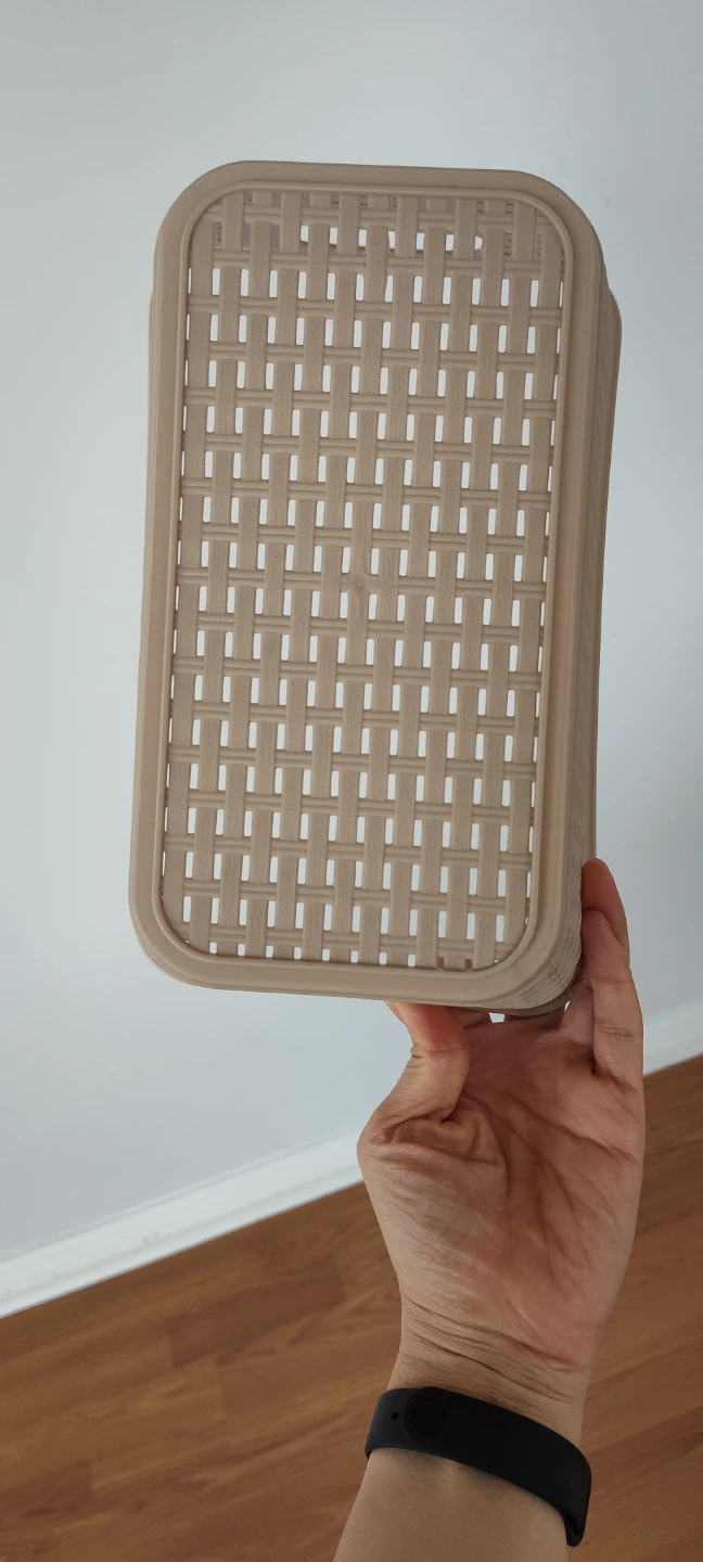 Beige Plastic Storage Basket - photo 4