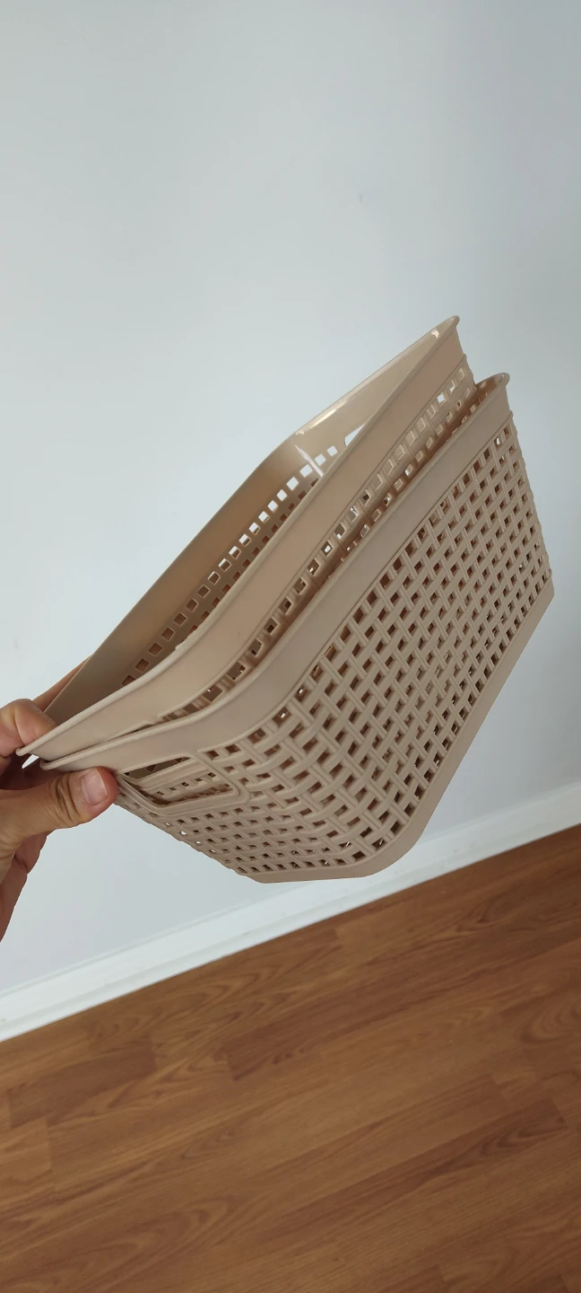 Beige Plastic Storage Basket