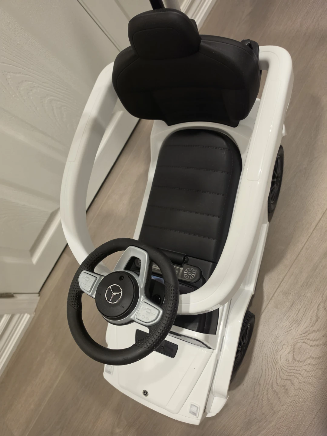 White Mercedes G-Class Ride-On Car with Canopy and Push Handle - photo 5