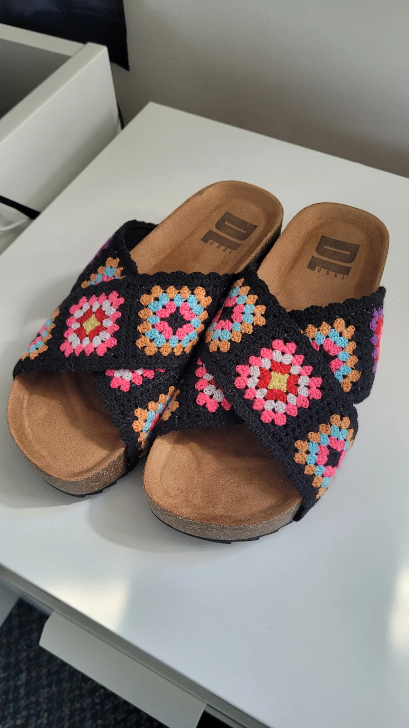 Slides with Crochet Straps Size 6