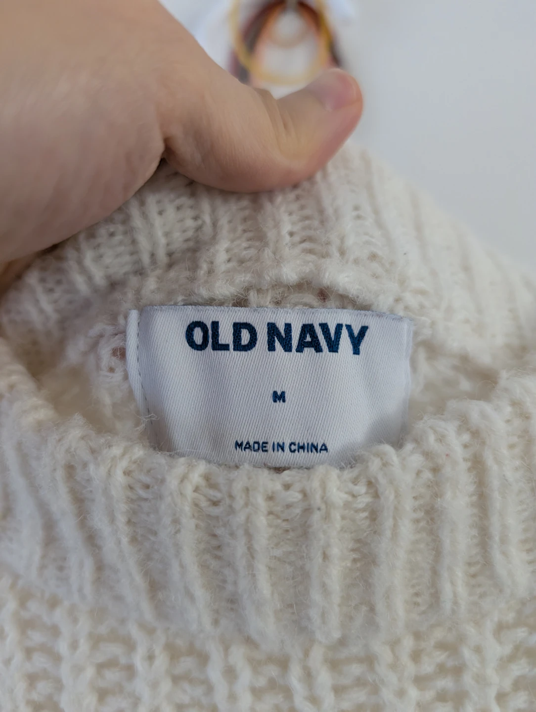 Old Navy Cream Knit Sweater pullover some stains cozy comfy - photo 3