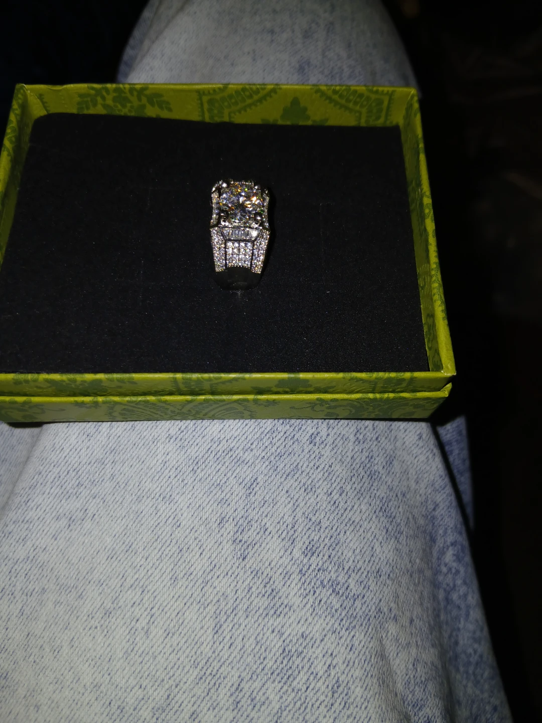 Men's moissanite ring silver, size 9