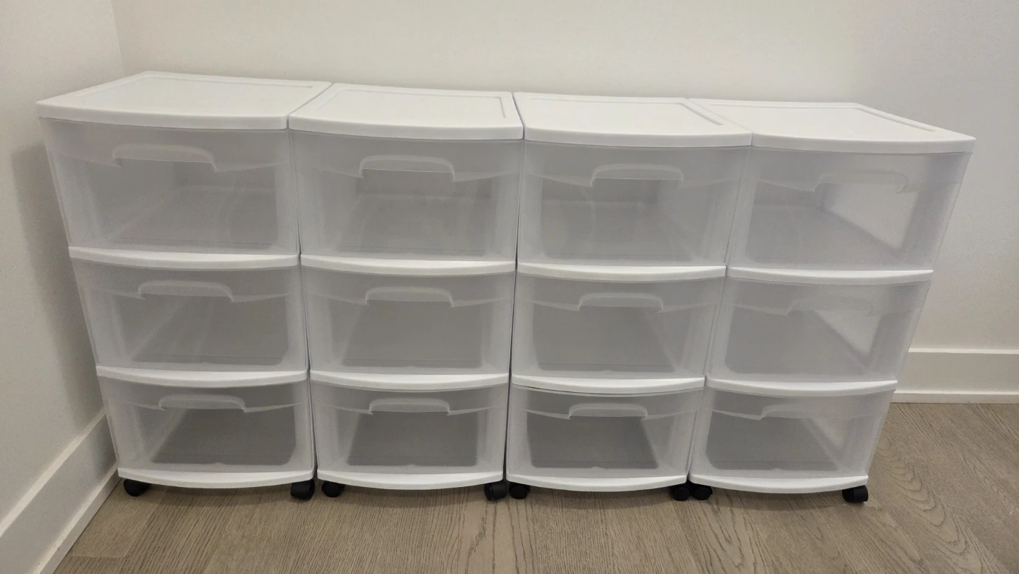 Sterilite 3 Drawer Cart (set of 4)
