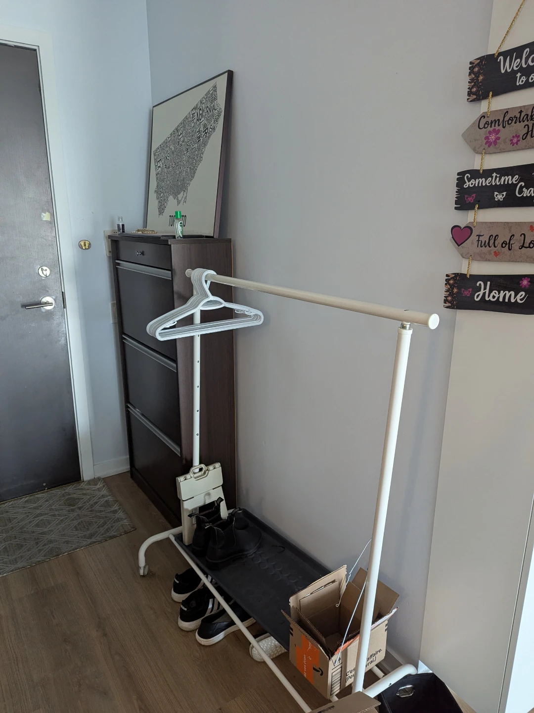 White Metal Garment Rack and shoe rack