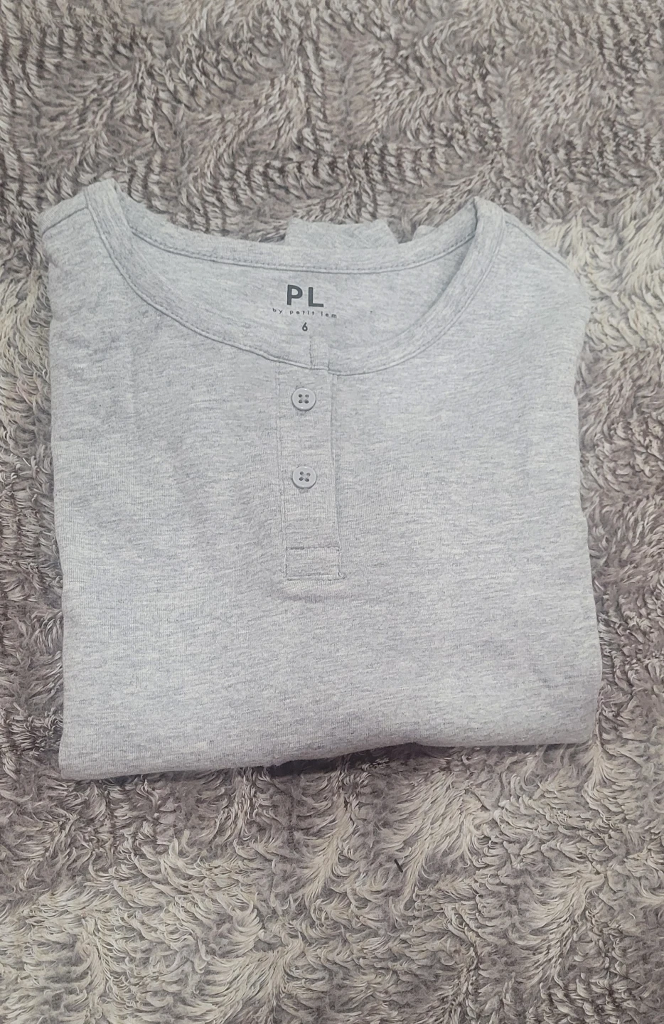PL by Petit Lem Grey Henley Shirt Size 6