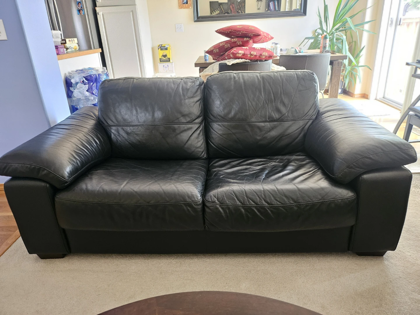 Black Leather Sofa Set plus coffee table - photo 3