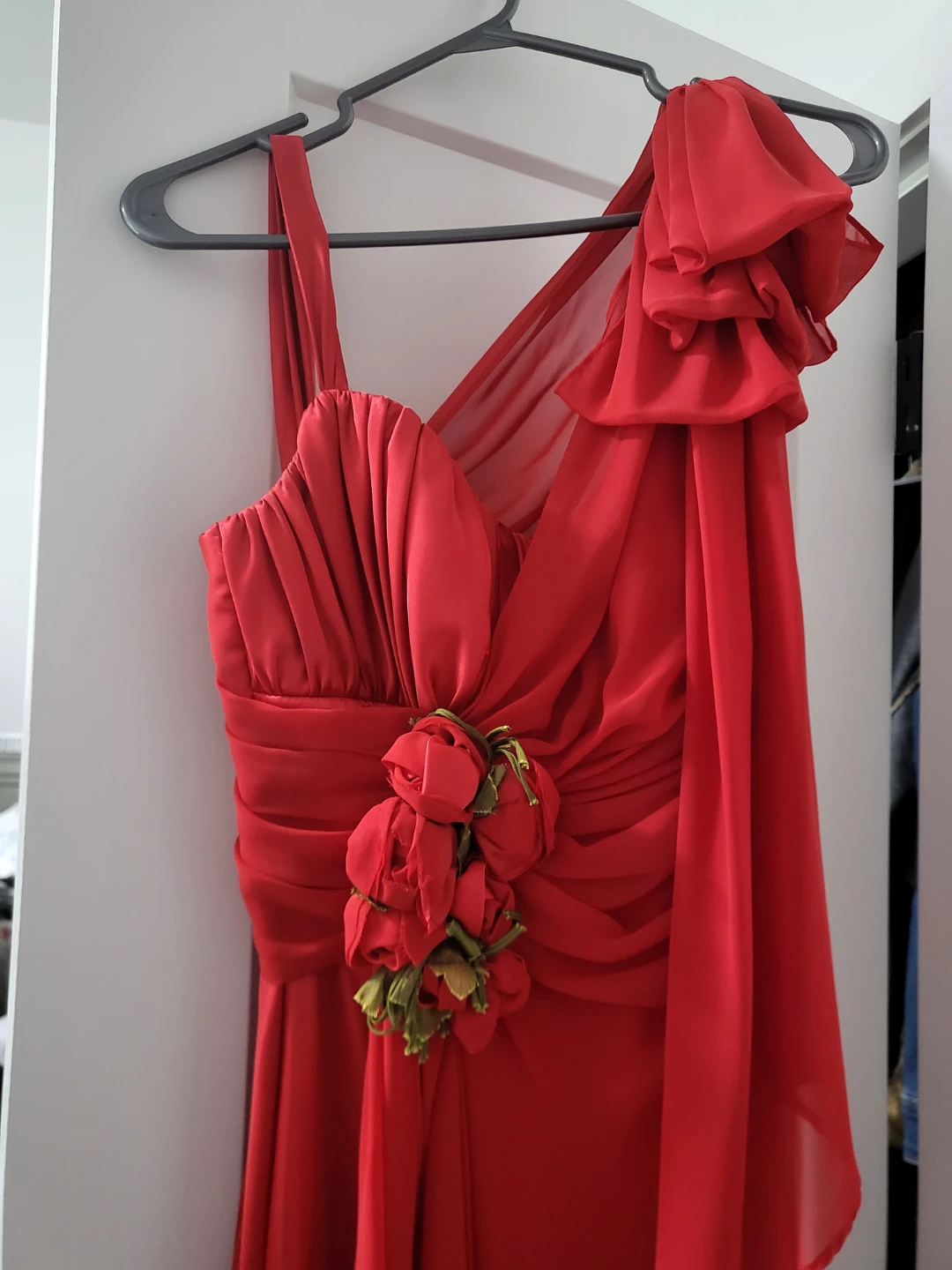 Red Formal Dress with Floral Accent - photo 2