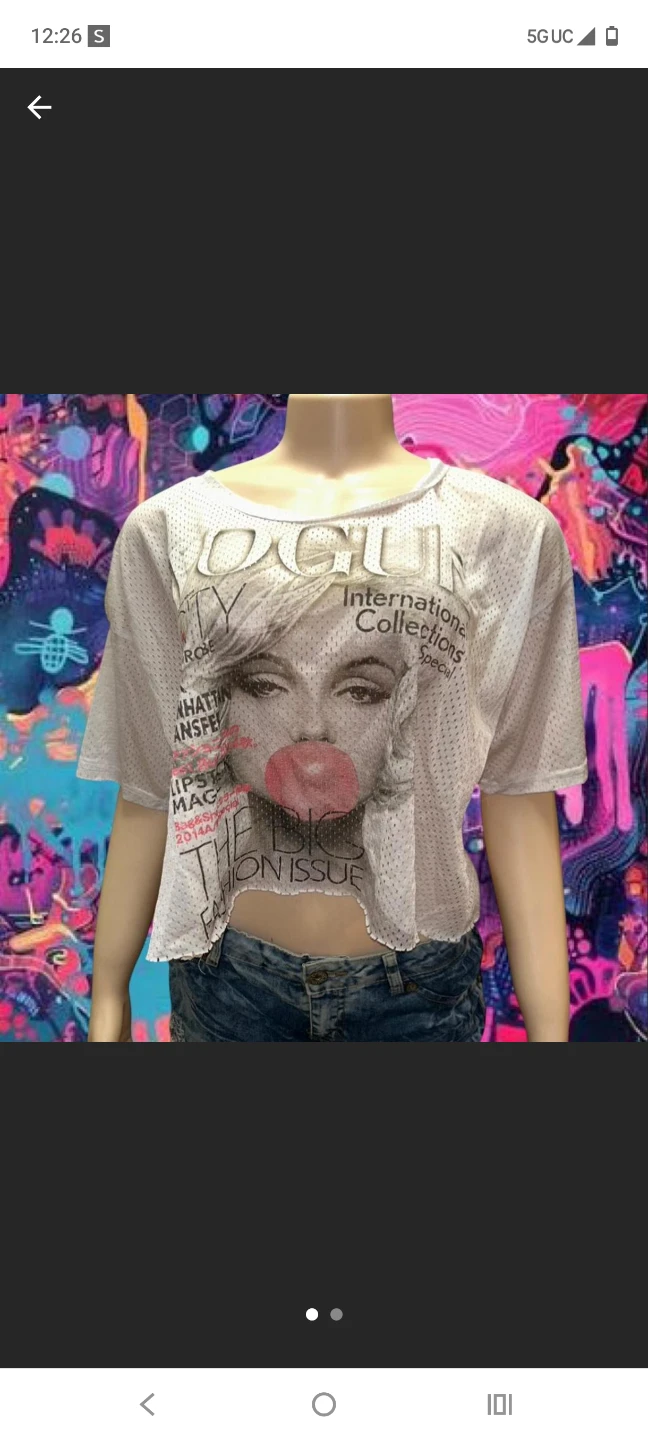 White Mesh Vogue Graphic Crop Top