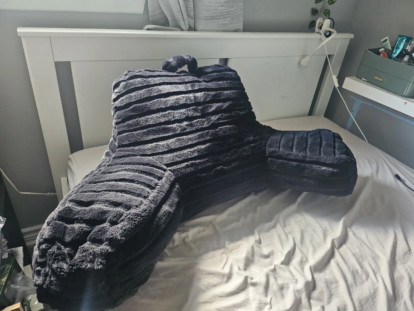 Dark Grey Plush Reading Pillow