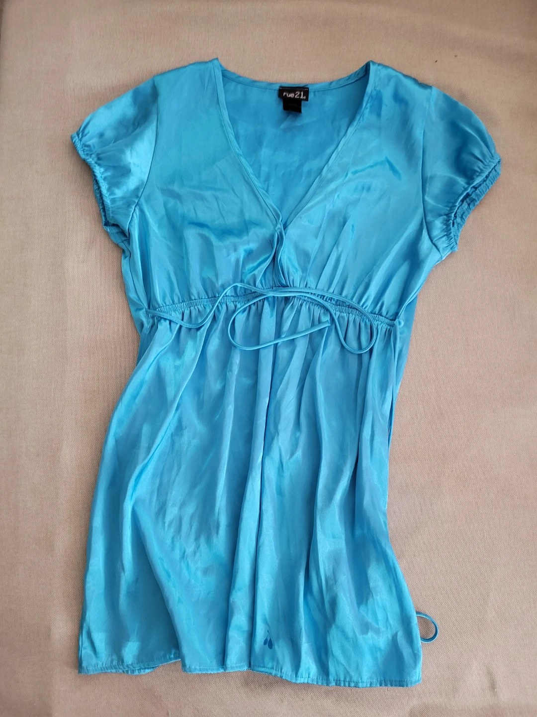 Rue 21 Blue Satin-like Short Sleeve Top